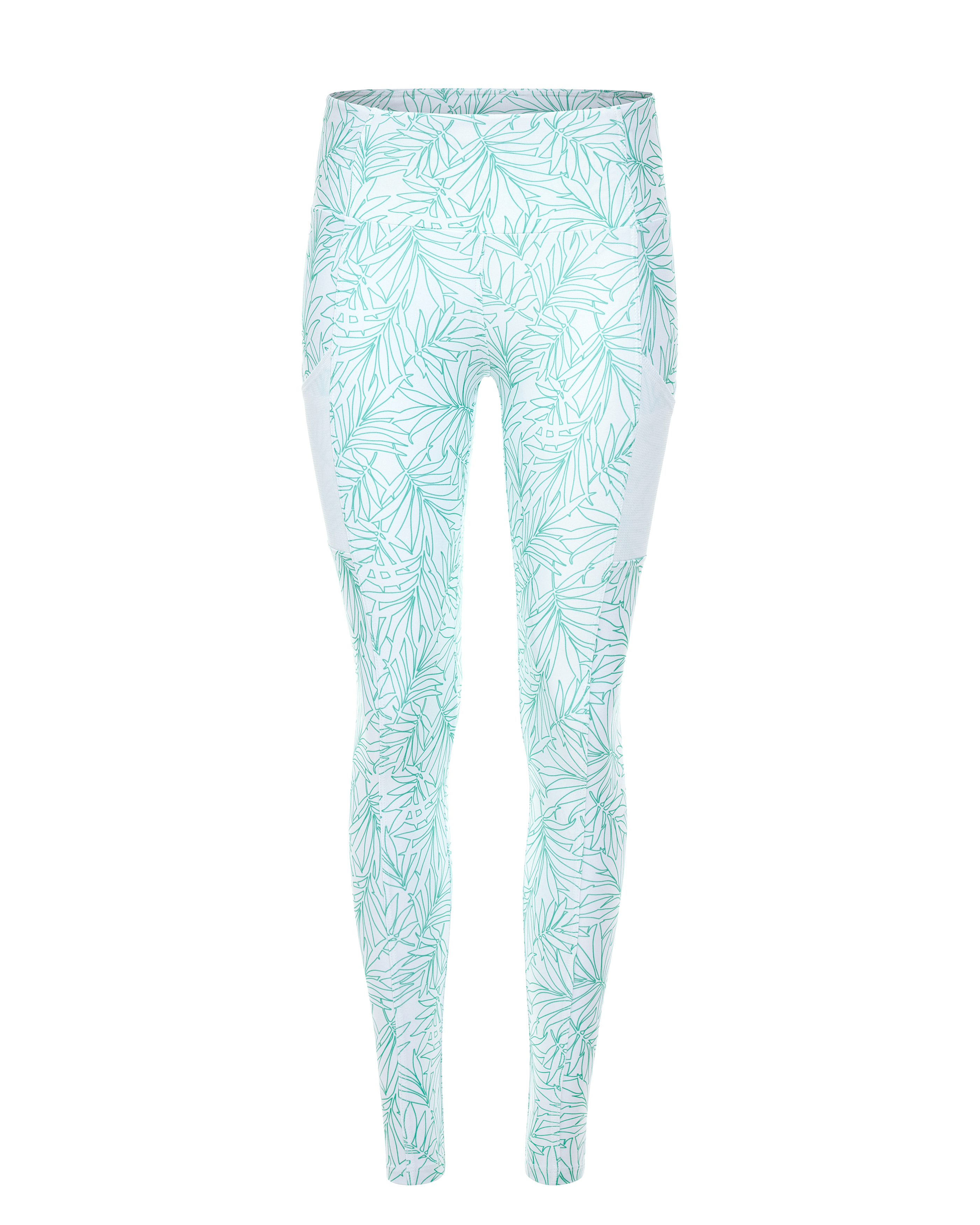 uv protection leggings spf bottoms_silver palm turquoise
