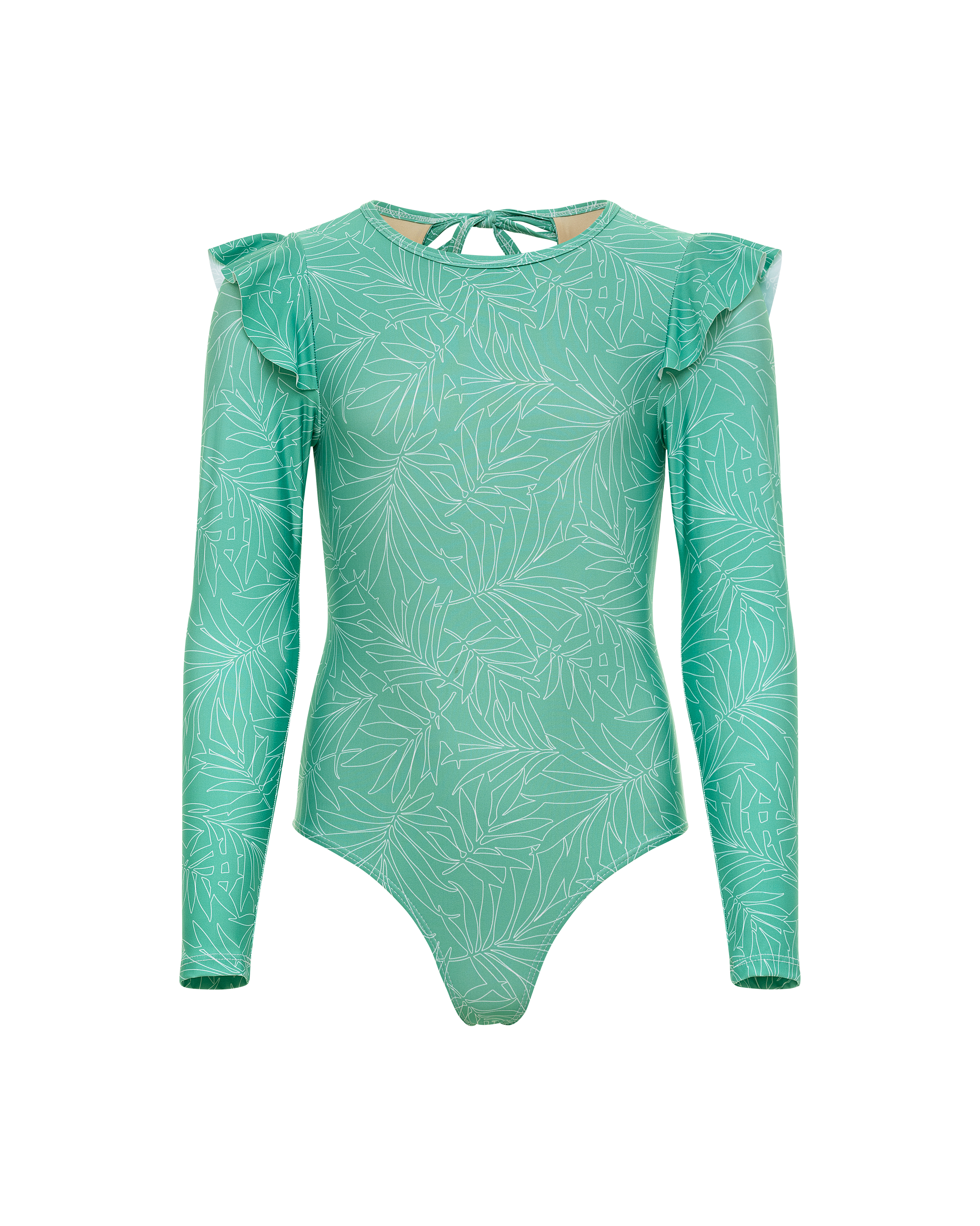 surf uv protection spf kids one piece swimsuit_needle palm turquoise