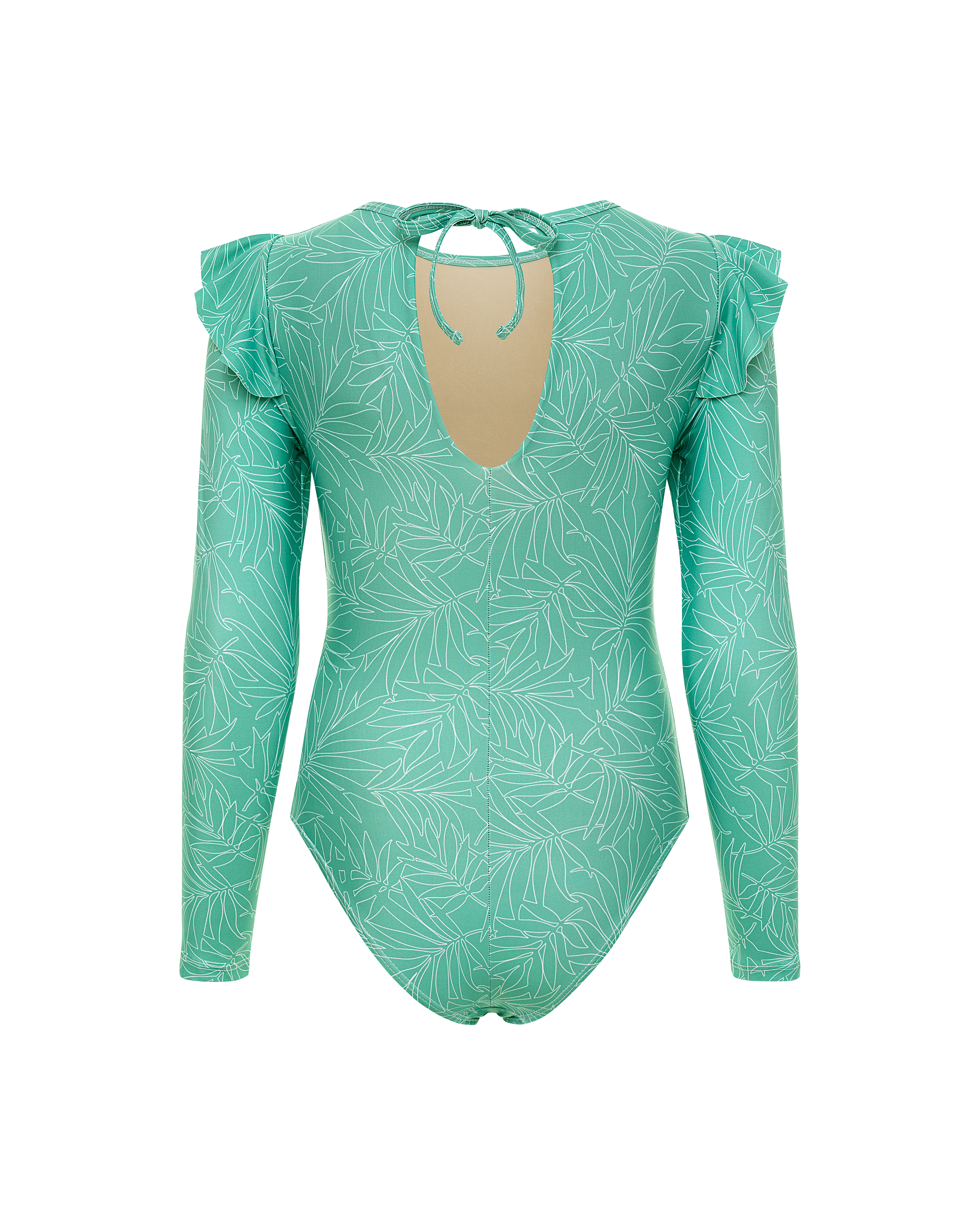 surf uv protection spf kids one piece swimsuit_needle palm turquoise